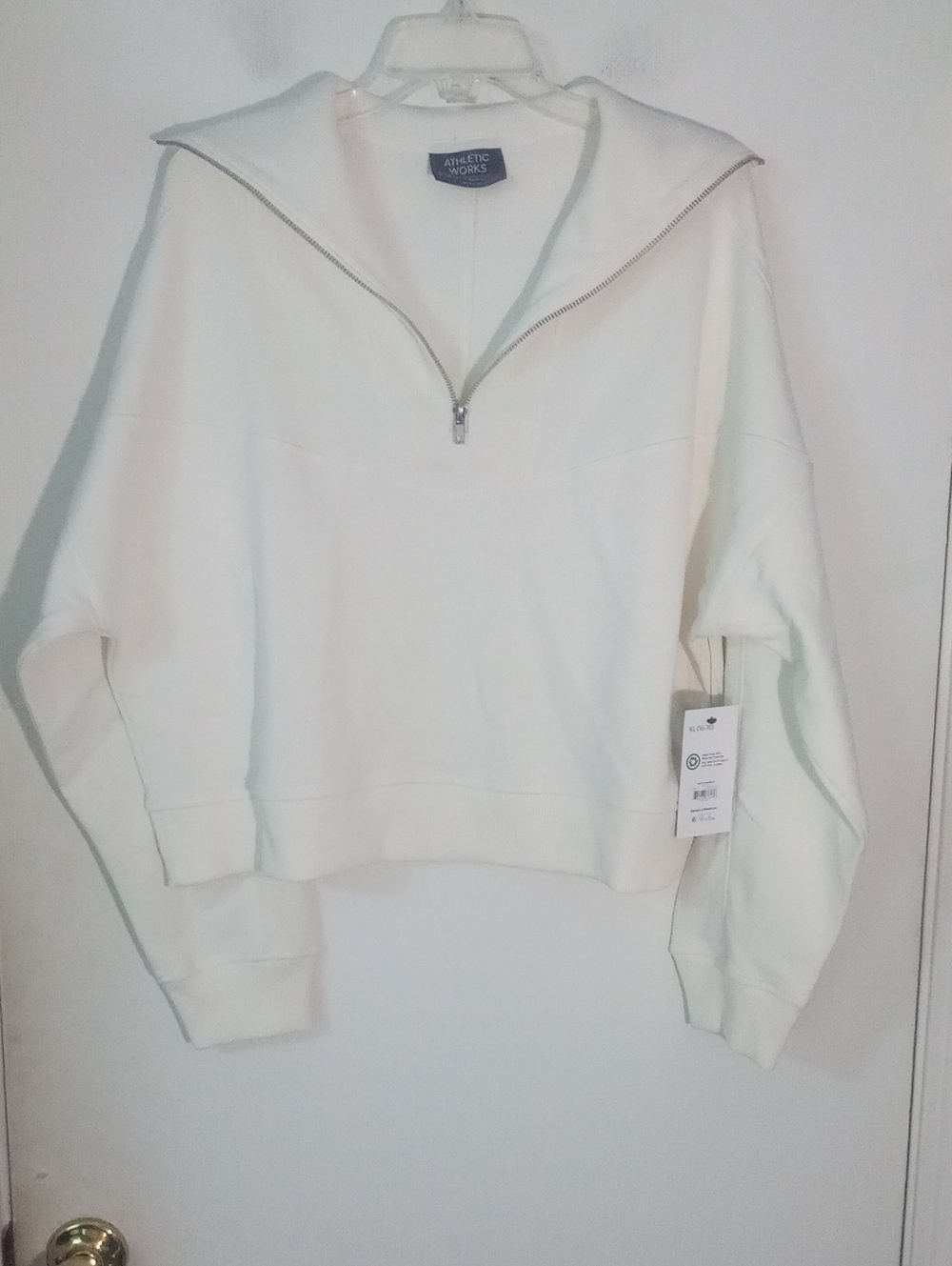 Athletic Works Cream Quarter-Zip Sweatshirt  XL 16 18 NWT